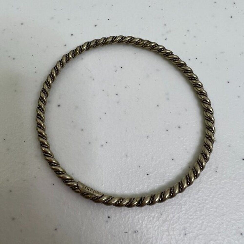 Mexico Bangle Twist Swirl Bracelet‎ Silver Tone Rope Thin